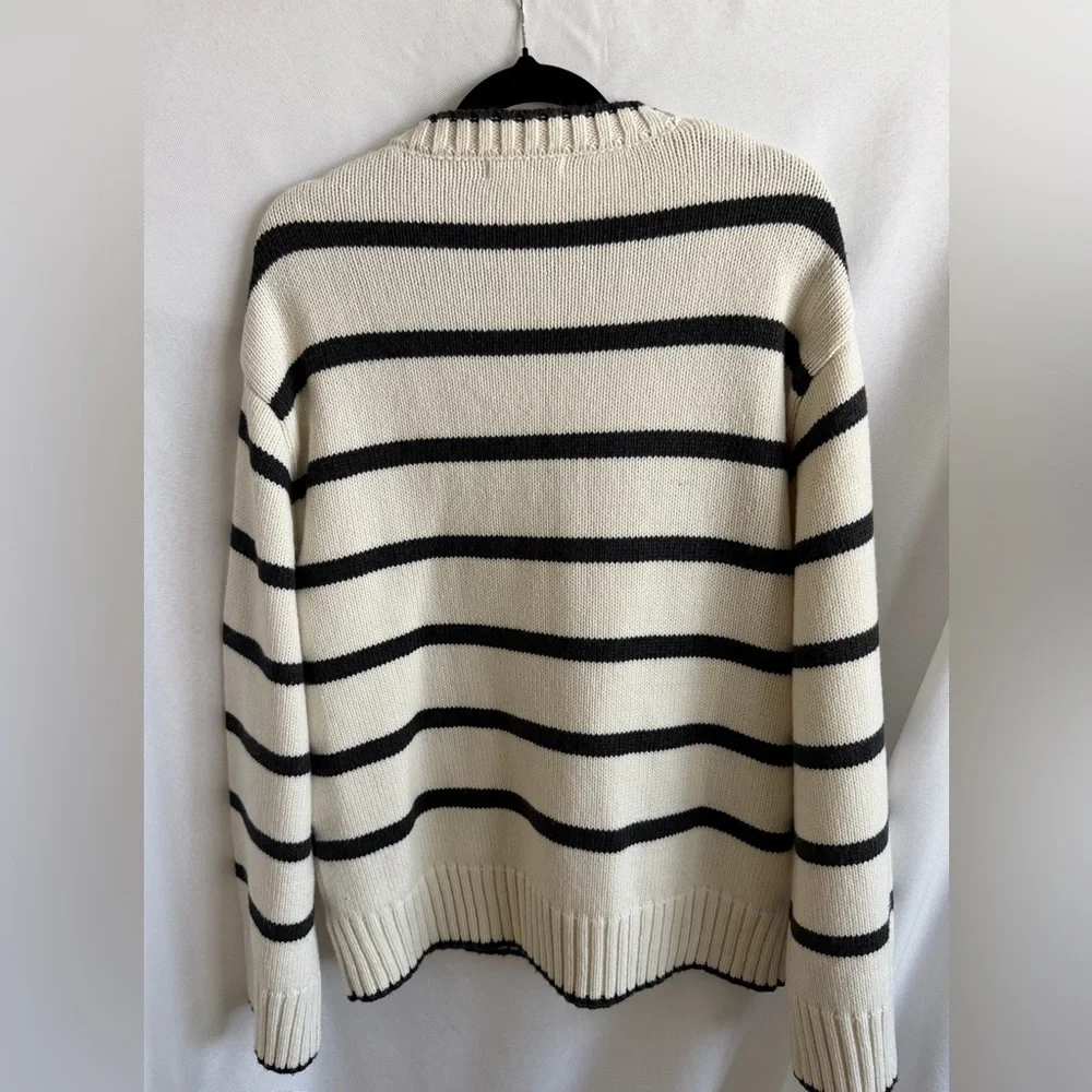 NAKD Classic Cream and Black Striped Women's Sweater SIZE SMALL